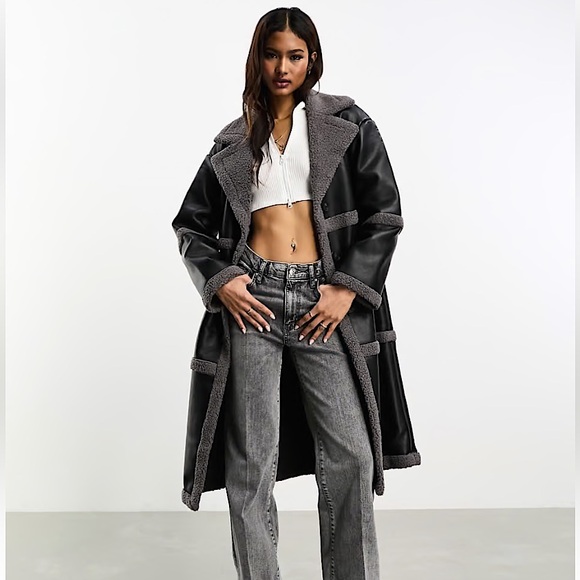 Faux shearling leather jacket NWOT - Picture 2 of 14